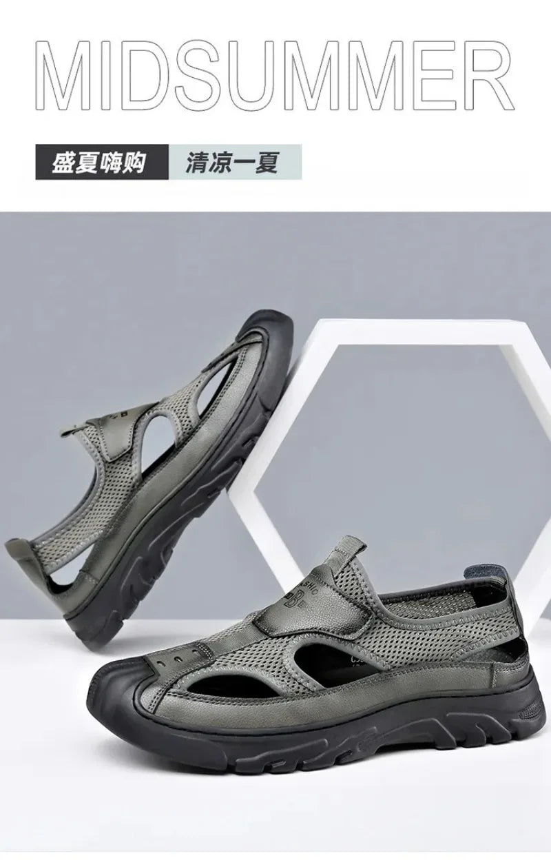 Sandals for Men Fashion Outdoor Casual Sport Sandals Summer Breathable Hollow Out Mesh Shoes for Men Non-slip Platform Sandalias