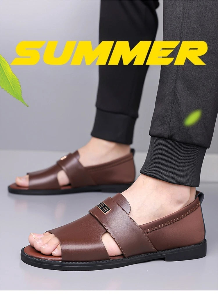 Sandals for Men Brand Casual Shoes Outdoor Fashion Men's Slippers Comfortable Beach Shoes High Quality Leather Men Flat Sandals