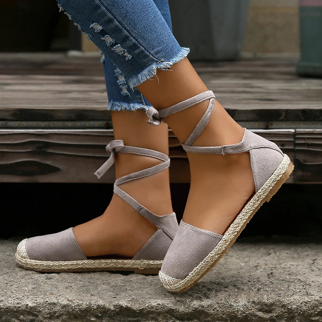 Roman Flat Sandals for Women — Boho Lace-Up Style with All-Day Comfort