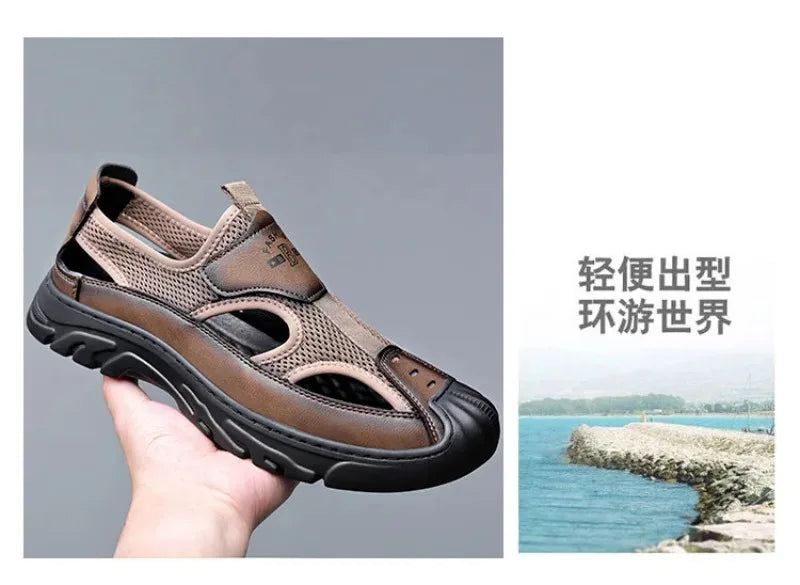 Sandals for Men Fashion Outdoor Casual Sport Sandals Summer Breathable Hollow Out Mesh Shoes for Men Non-slip Platform Sandalias