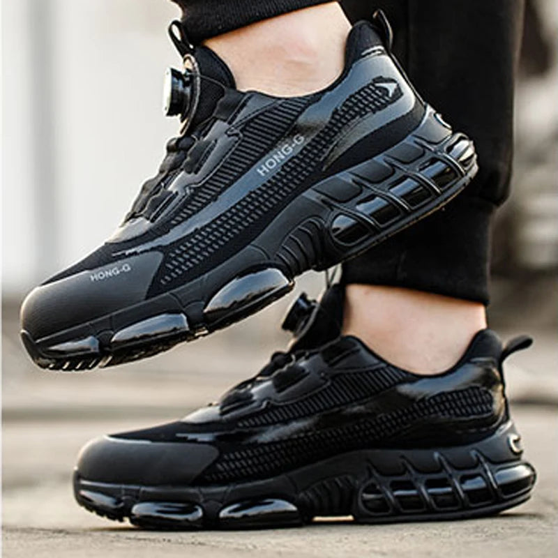 Men's Safety Shoes Protection And Elastic Safety Boots Fashionable Casual Shoes Breathable Odor Protection Men's Work Shoes