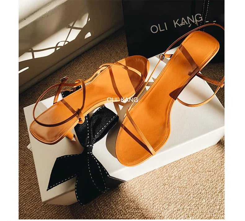 Sandals for Women 2026 Summer New Versatile Slim Heel High-heeled Shoes with A Single Buckle and Exposed Toe Black Sandals Woman
