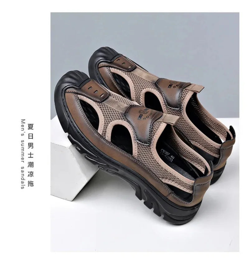 Sandals for Men Fashion Outdoor Casual Sport Sandals Summer Breathable Hollow Out Mesh Shoes for Men Non-slip Platform Sandalias