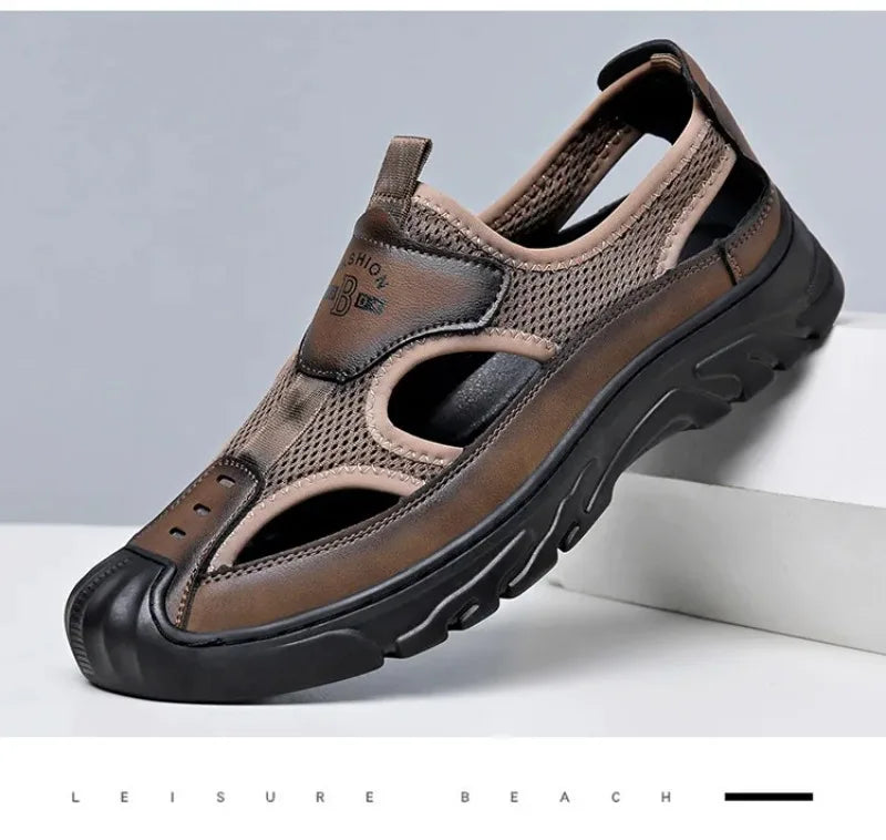 Sandals for Men Fashion Outdoor Casual Sport Sandals Summer Breathable Hollow Out Mesh Shoes for Men Non-slip Platform Sandalias