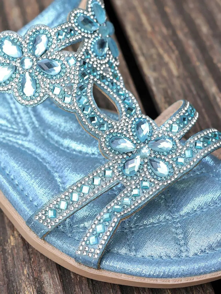 Women's Sandals Fashion Women Summer Sandals 2025 New Summer Shoes For Women Low Heels Flat Sandalias Mujer Crystal Footwear