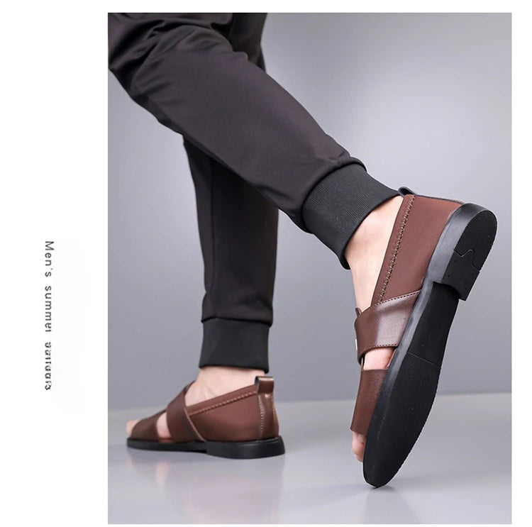 Sandals for Men Brand Casual Shoes Outdoor Fashion Men's Slippers Comfortable Beach Shoes High Quality Leather Men Flat Sandals