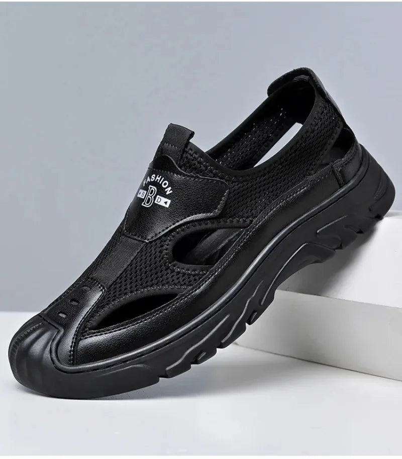 Sandals for Men Fashion Outdoor Casual Sport Sandals Summer Breathable Hollow Out Mesh Shoes for Men Non-slip Platform Sandalias