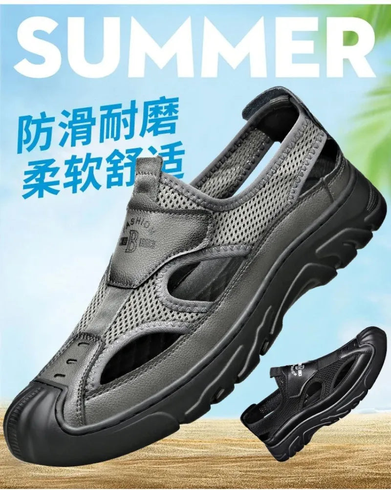Sandals for Men Fashion Outdoor Casual Sport Sandals Summer Breathable Hollow Out Mesh Shoes for Men Non-slip Platform Sandalias