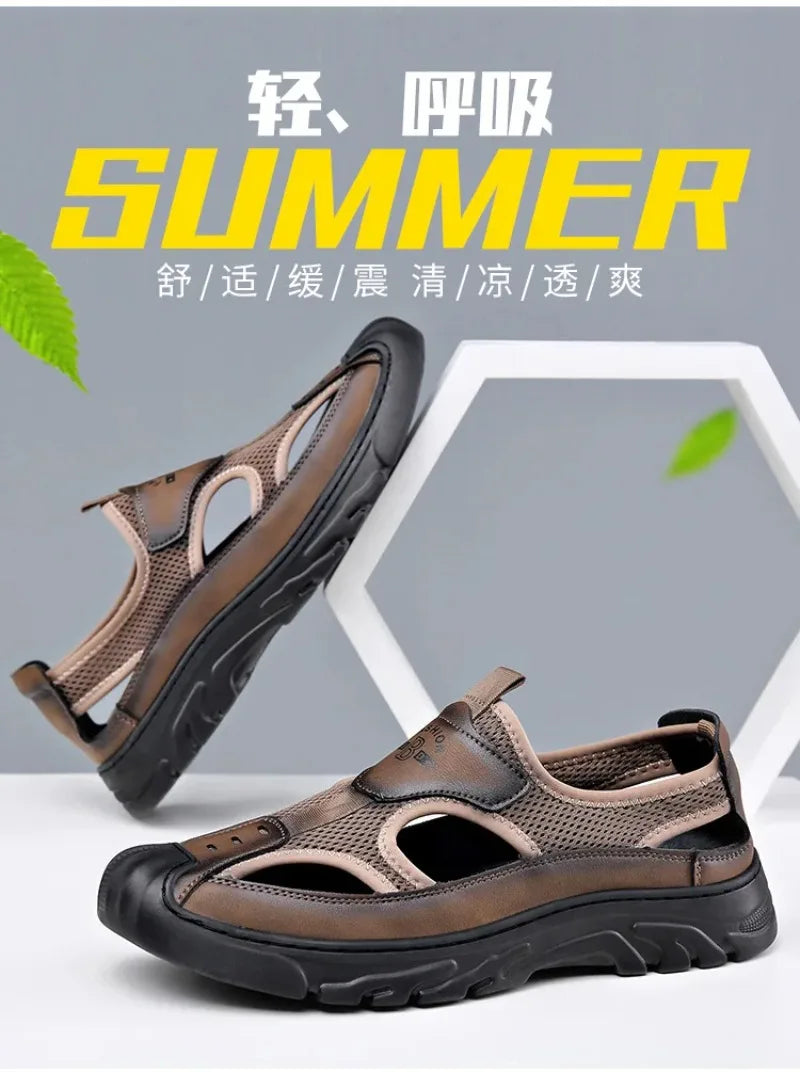 Sandals for Men Fashion Outdoor Casual Sport Sandals Summer Breathable Hollow Out Mesh Shoes for Men Non-slip Platform Sandalias