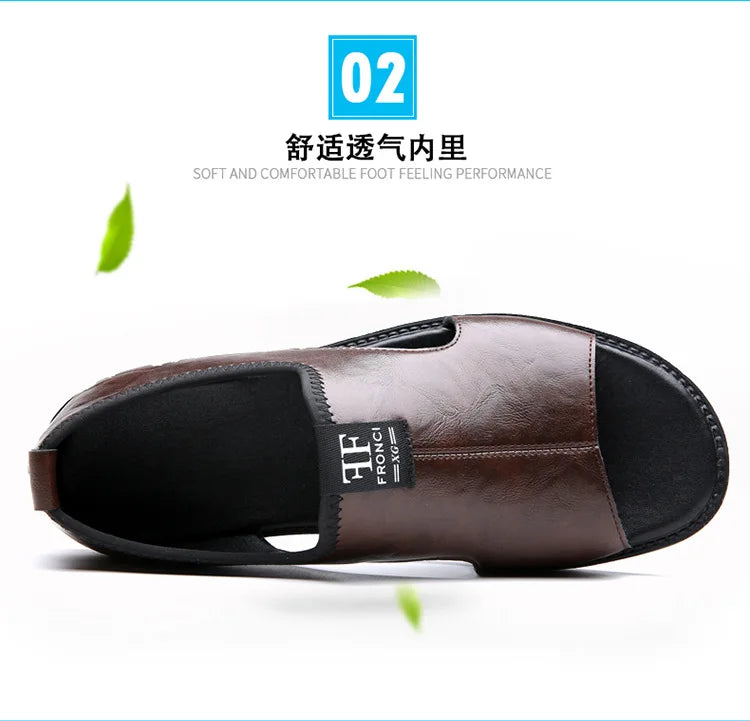 Sandals for Men Brand Casual Shoes Outdoor 2025 New Men's Slippers Comfortable Beach Shoes High Quality Leather Men Flat Sandals