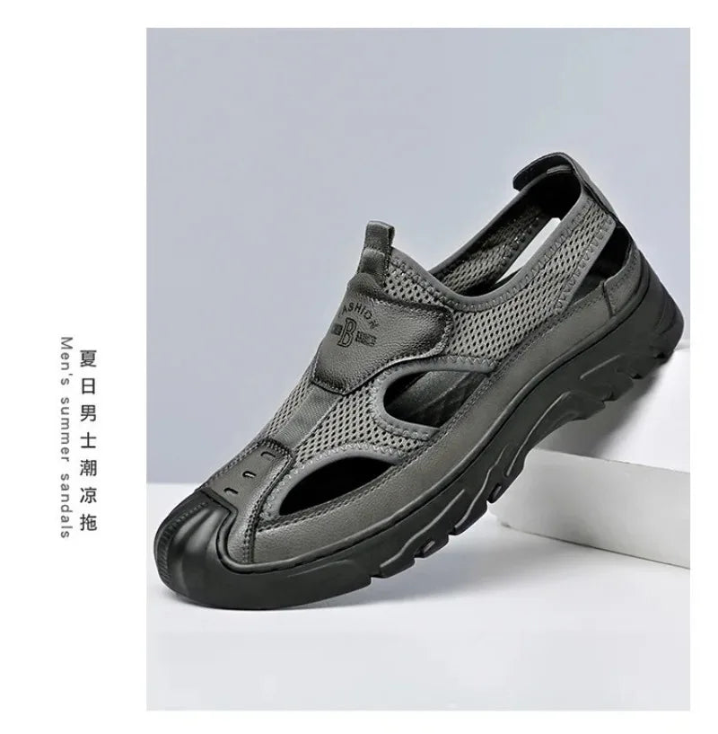 Sandals for Men Fashion Outdoor Casual Sport Sandals Summer Breathable Hollow Out Mesh Shoes for Men Non-slip Platform Sandalias