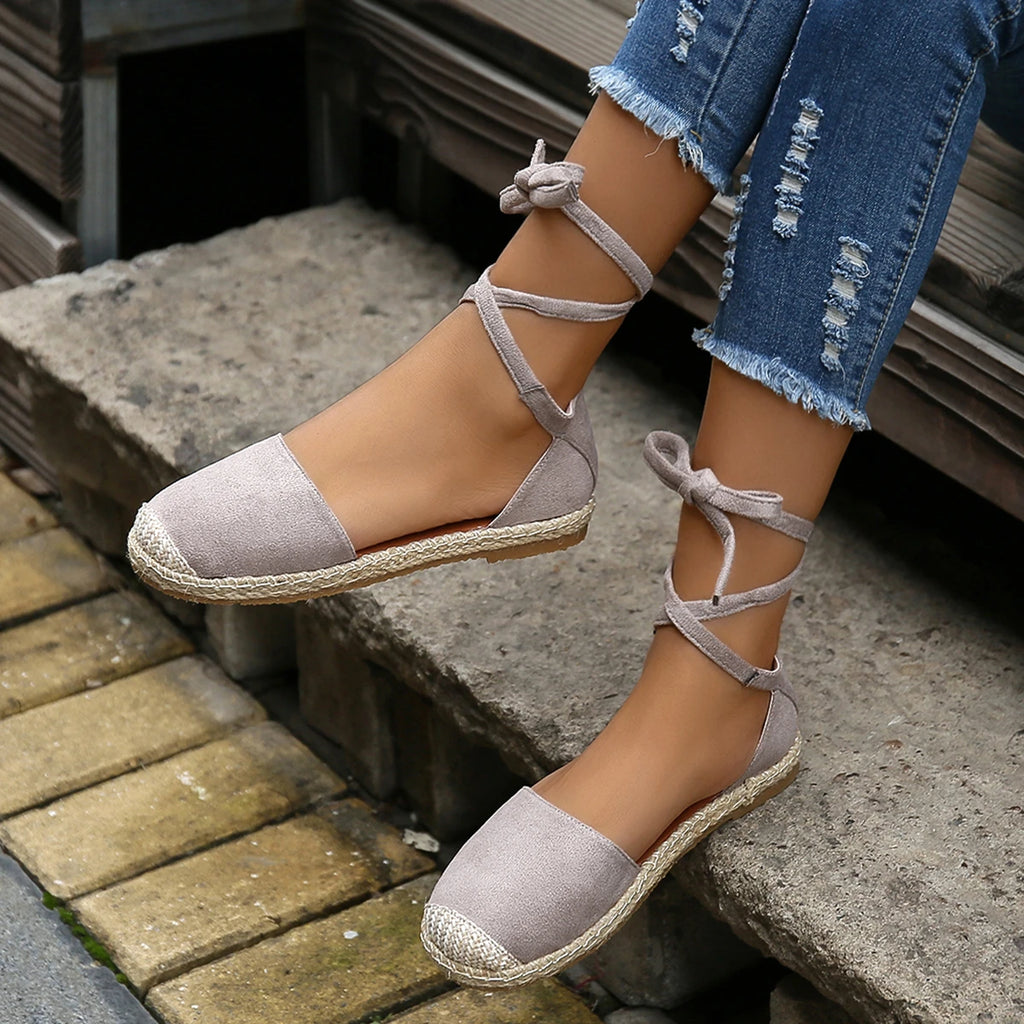 Roman Flat Sandals for Women — Boho Lace-Up Style with All-Day Comfort