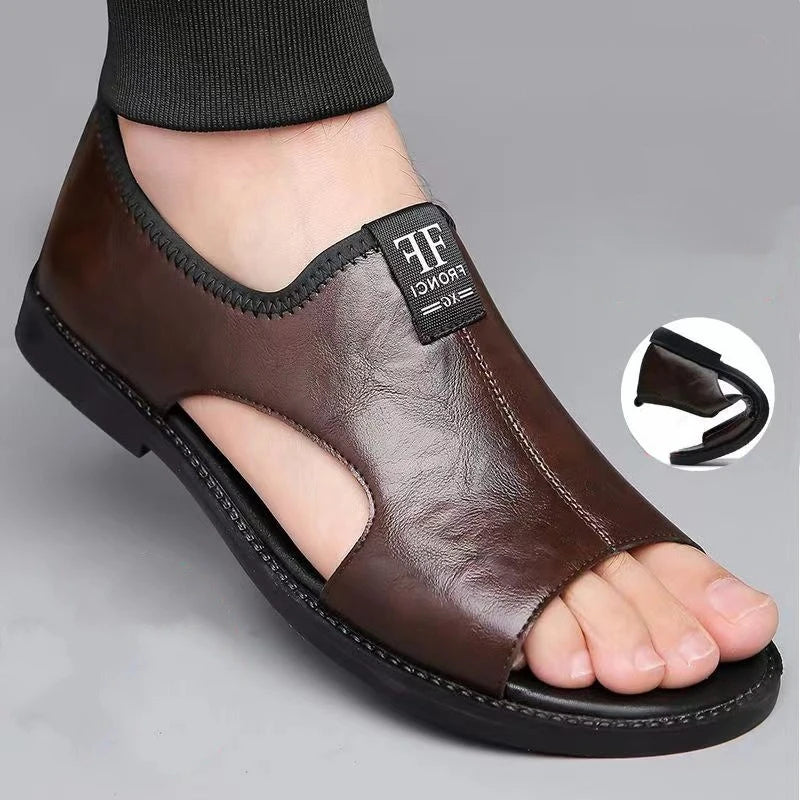 Sandals for Men Brand Casual Shoes 2026 Fashion Men's Slippers Comfortable Beach Shoes High Quality Leather Men Flat Sandals