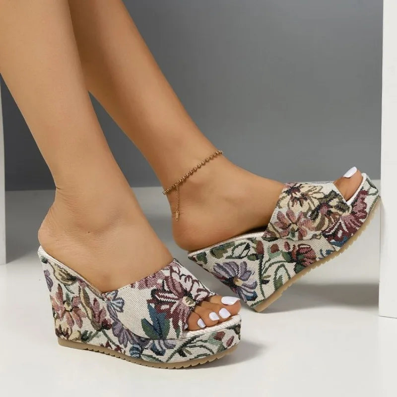 Sandals Womens Sale Women Sandals Fashionable New Pattern Minimalist Flower Print Fashionable Wedge