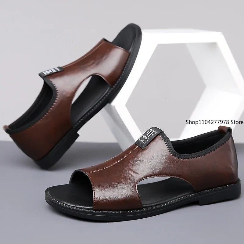 Sandals for Men Brand Casual Shoes Outdoor 2025 New Men's Slippers Comfortable Beach Shoes High Quality Leather Men Flat Sandals