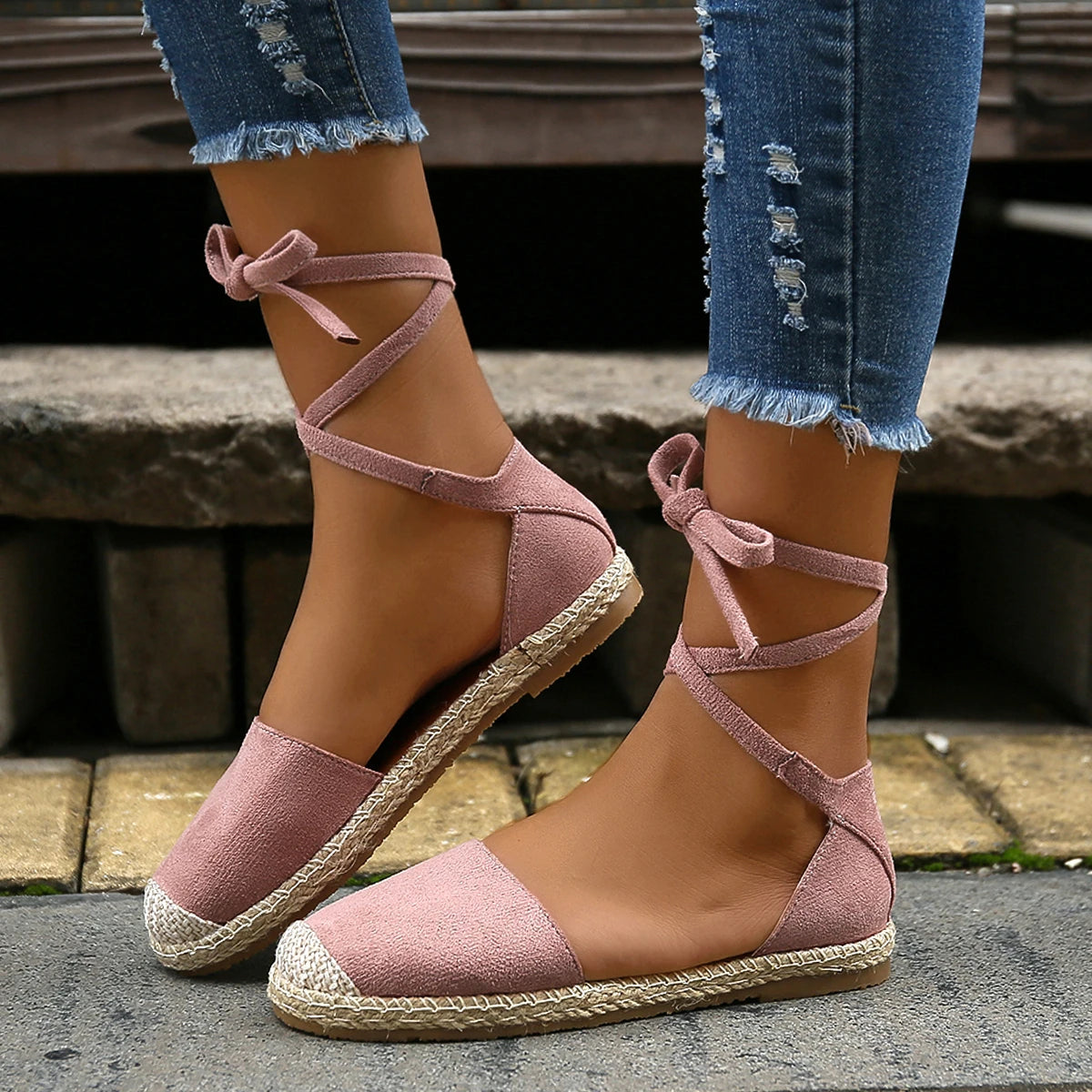 Roman Flat Sandals for Women — Boho Lace-Up Style with All-Day Comfort