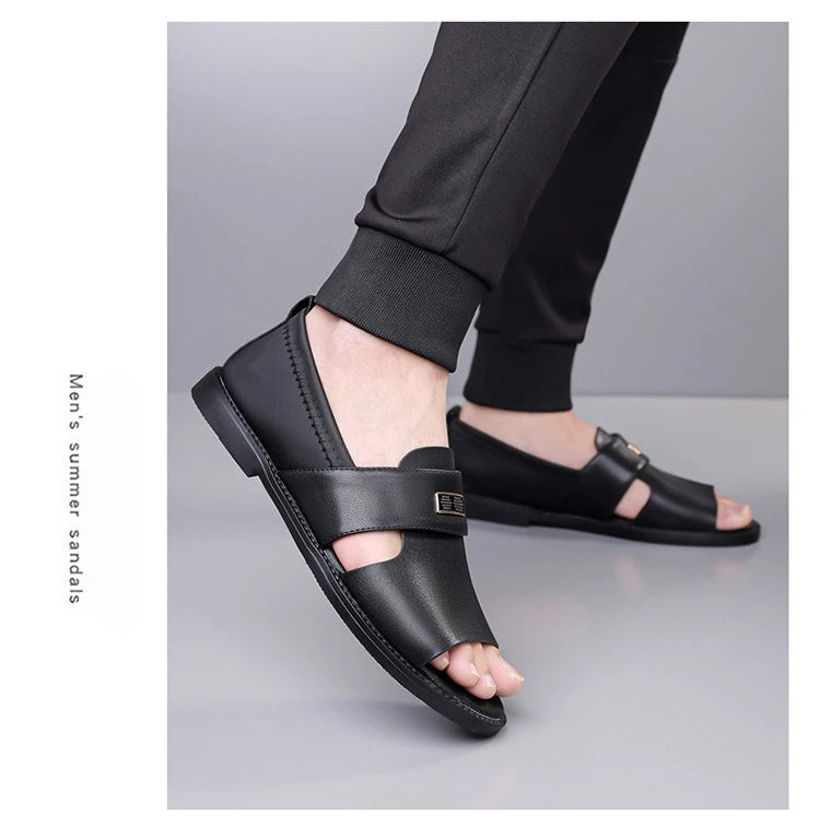Sandals for Men Brand Casual Shoes Outdoor Fashion Men's Slippers Comfortable Beach Shoes High Quality Leather Men Flat Sandals
