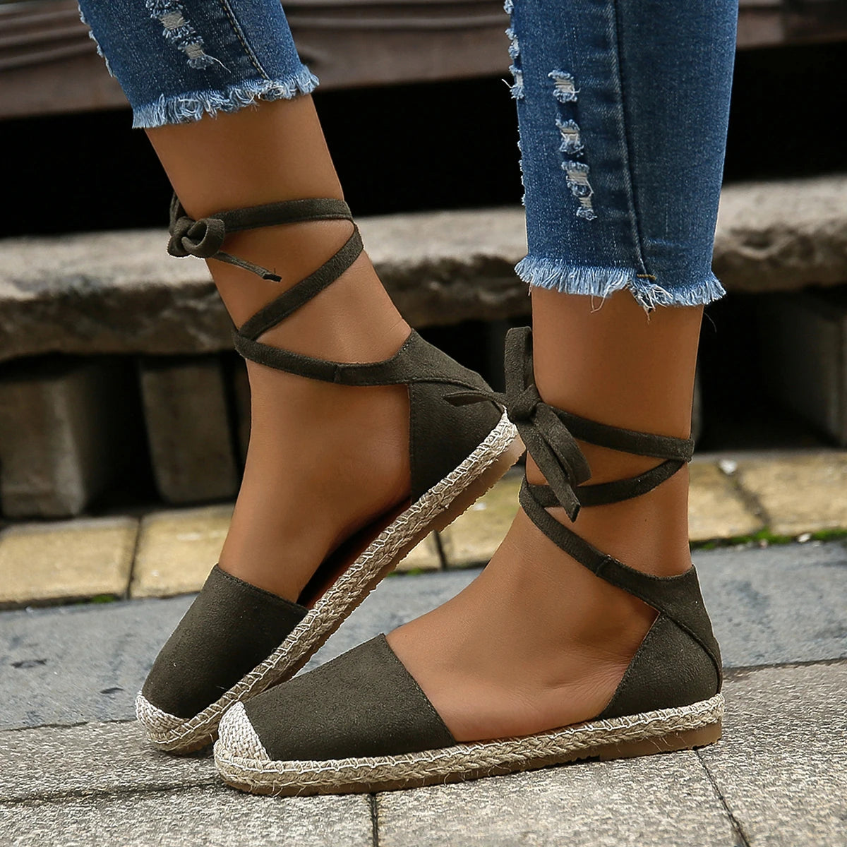 Roman Flat Sandals for Women — Boho Lace-Up Style with All-Day Comfort