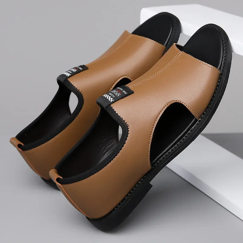 Sandals for Men Brand Casual Shoes Outdoor Fashion Men's Slippers Comfortable Beach Shoes High Quality Leather Men Flat Sandals