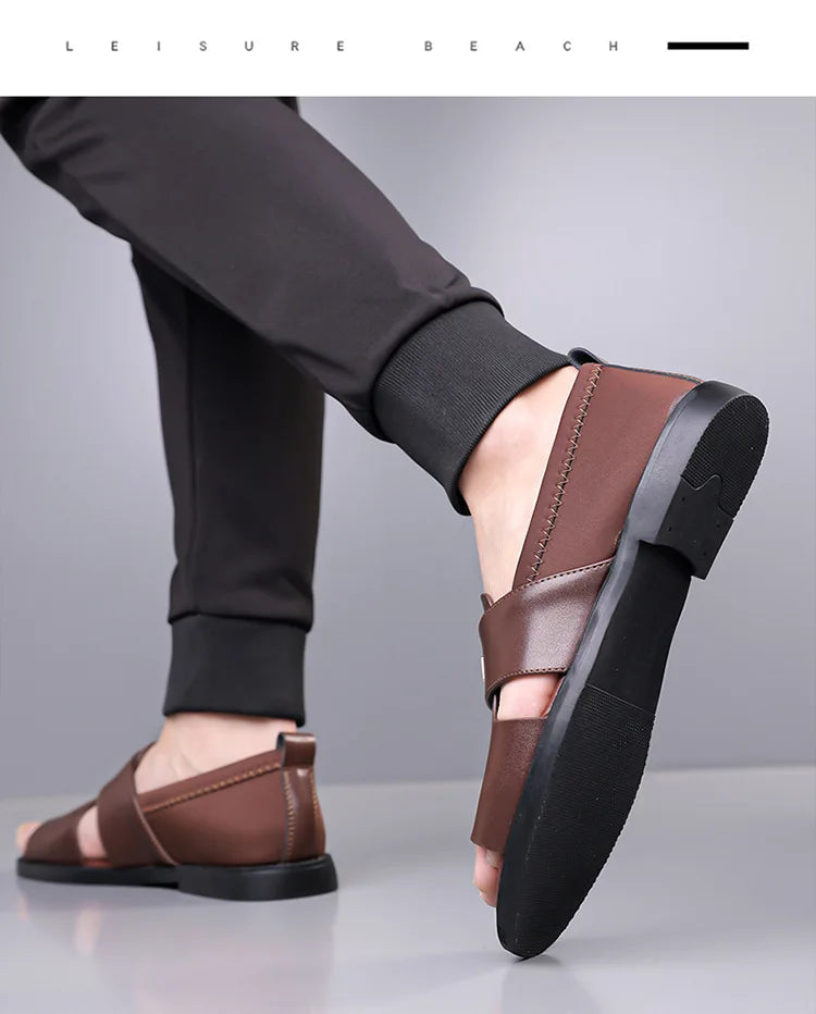 Sandals for Men Brand Casual Shoes Outdoor Fashion Men's Slippers Comfortable Beach Shoes High Quality Leather Men Flat Sandals