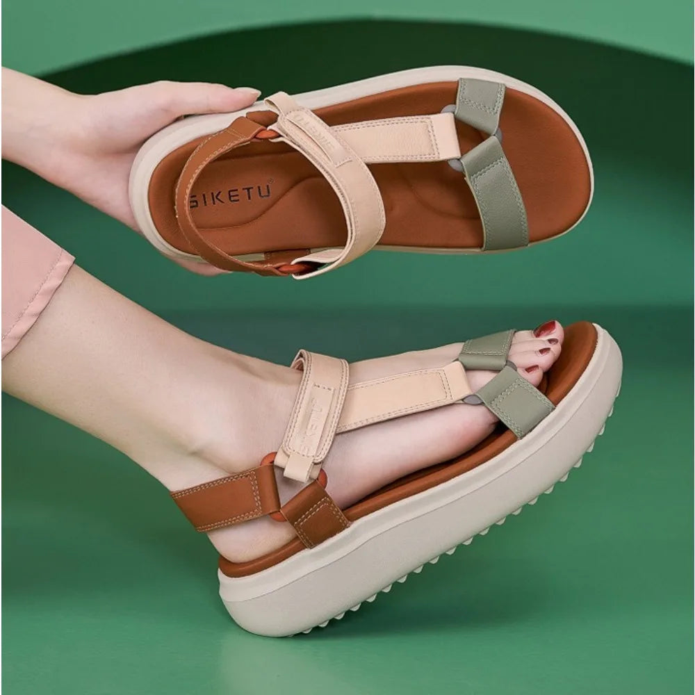 Sandals for Women's 2026 Summer New Lightweight Sandals for Casual Sports Comfort Thick Bottom Large Platform Womens Shoes