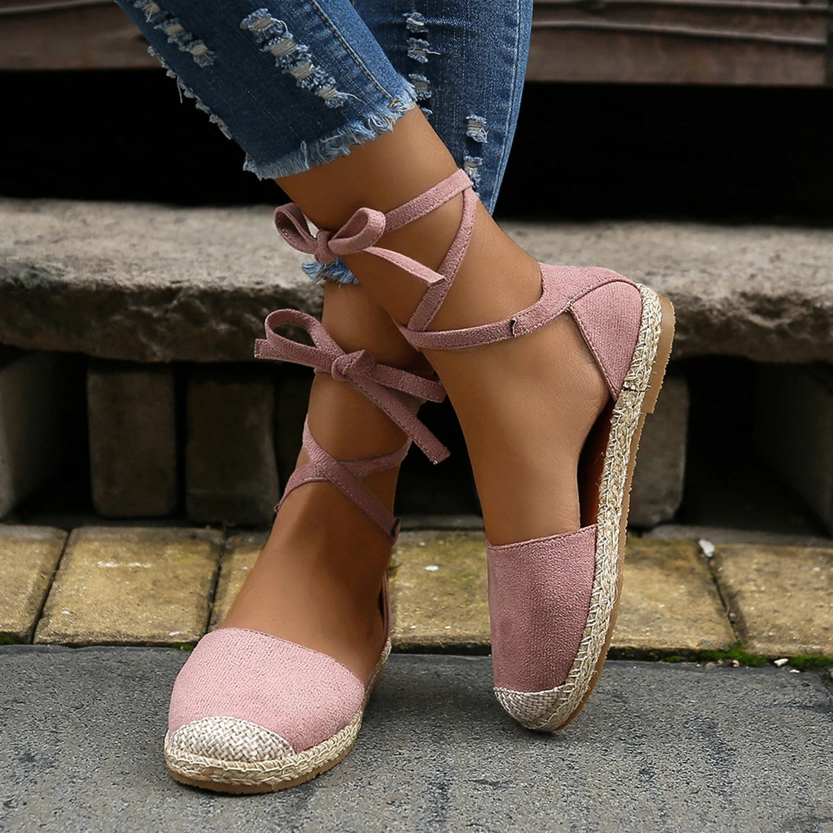 Roman Flat Sandals for Women — Boho Lace-Up Style with All-Day Comfort