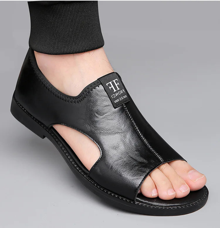 Sandals for Men Brand Casual Shoes 2026 Fashion Men's Slippers Comfortable Beach Shoes High Quality Leather Men Flat Sandals
