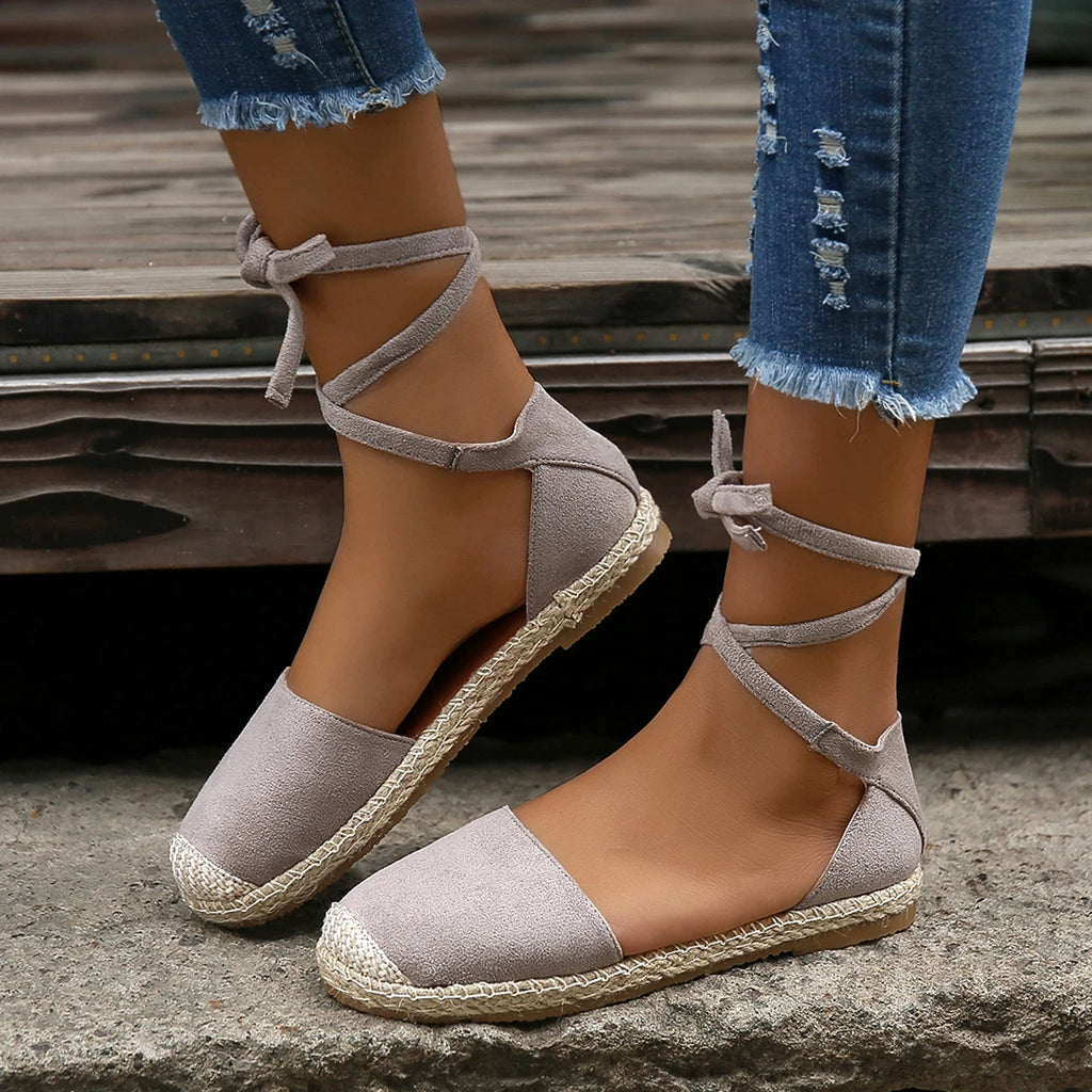 Roman Flat Sandals for Women — Boho Lace-Up Style with All-Day Comfort